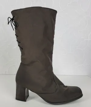 Vintage Toe Warmers Canada T03639 Winter Boots Sz 9 Brown Nylon Side Zip Lace Up thumbnail 1