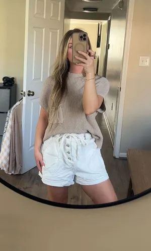 Lizard thicket cream denim shorts thumbnail 1