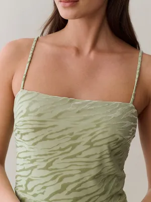 NWT Few Moda Selena Dress size 6 green key lime animal print velvet maxi kourt thumbnail 5