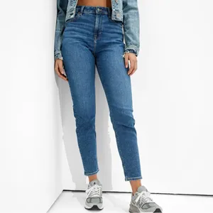 American Eagle Mom Jeans Women 2 Short Blue Tapered Leg High Rise Stretch Y2K‎ thumbnail 2