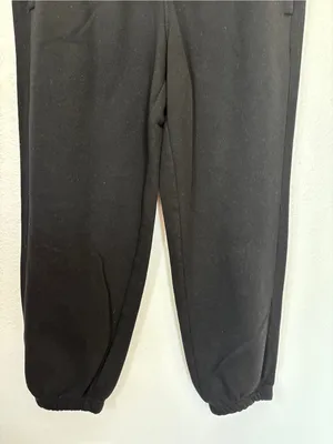Solid Black Fleece Jogger Pants Size L thumbnail 3