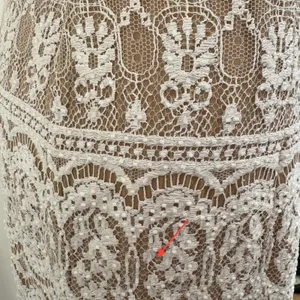 VTG 90s NiteLine White Lace Beaded Tan Mini Dress 2‎ Bridal Goth Witchy Coquette thumbnail 11
