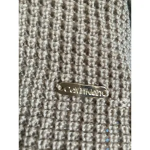 Calvin Klein Sweater Women's Medium Tan Waffle Knit Turtle Neck Cottage thumbnail 4