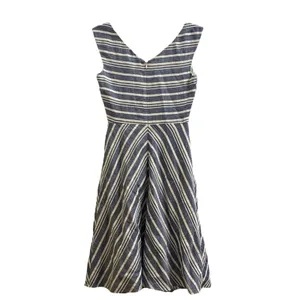 Linen Cotton Blend Antonio Melani Striped Sleeveless Dress 0 XS Natural Fibers thumbnail 2