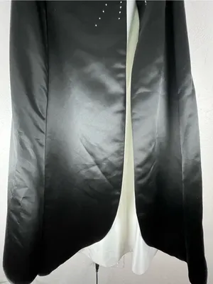SCOTT MCCLINTOCK Black White Layered Strapless Beaded Gown Size 14 Elegant thumbnail 9