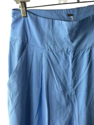 New Free People high waist crop pleated blue pants size 10 pockets side zip thumbnail 2