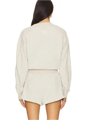 Free People Movement Intercept Romper in Heather Grey Fleece Cotton Lounge Sz M thumbnail 2
