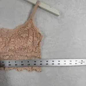 Sans Souci Floral‎ Lace Bralette V-Neck Adjustable Straps Scalloped Trim Peach Small READ thumbnail 3