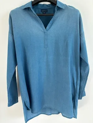 J. Jill Top Womes Size Small Cotton Chambray Tunic Minimalist‎ Western Desert thumbnail 1