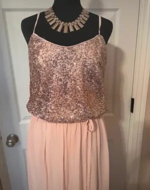 David's Bridal Fancy formal pink evening bridesmaid dress thumbnail 2