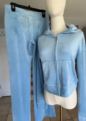 Juicy Couture Sky Blue Velour Set tracksuit size large thumbnail 1