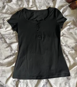 SheIn Classic Black Henley Top thumbnail 1