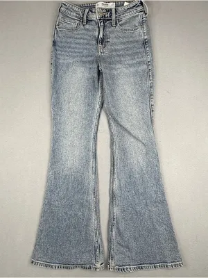Hollister Womens 0R W25 High Rise Flare Jeans Light Wash 31” Inseam NWT thumbnail 1