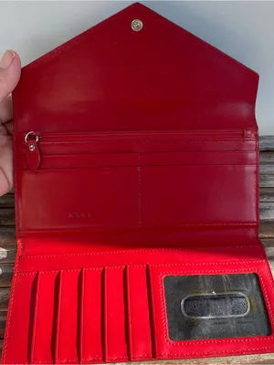 Lodis Audrey Alice tri fold black leather envelope fold wallet red interior thumbnail 7