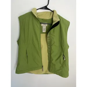 LL Bean Fleece Insulated Vest Women's Large Green Full‎ Zip Zip Pockets thumbnail 2