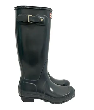 HUNTER Original Tall Gloss Rain Boots in Gray Women’s Size 7 thumbnail 3