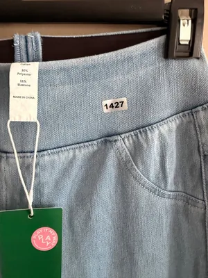 Halara XS Full-Length Light Blue Denim-Look Leggings XS Cotton Blend thumbnail 5