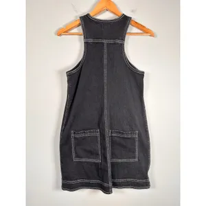 Pilcro Denim Mini Dress Womens 2 Black Zip Front Contrast Stitch‎ Racerback thumbnail 5