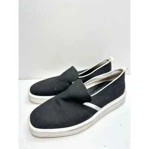 Franco Sarto Sneaker Women’s Size 8.5‎ Black White Canvas Slip On Style thumbnail 2