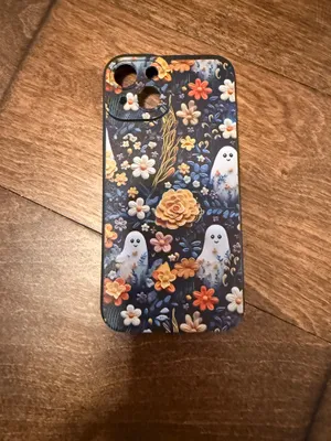 iPhone 14 EUC Floral Ghost Pattern Phone Case Black thumbnail 1