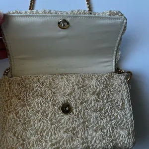Vtg Ivory Chain Purse Shoulder Clutch Handbag 50s 60s made in Japan thumbnail 3