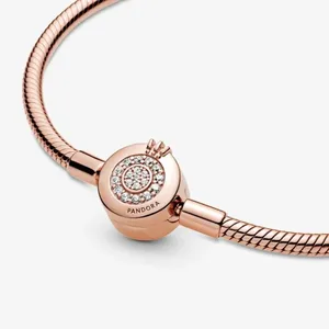 🆕Pandora Moments Sparkling Crown O Snake‎ Chain Bracelet thumbnail 2