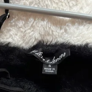 For Love & Lemons Fiona Black Faux Fur Slip Dress Size Small thumbnail 3