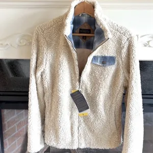 Pendleton Acrylic Pile Jacket Plaid Pocket Coat Womens Small New Teddy Bomber thumbnail 2