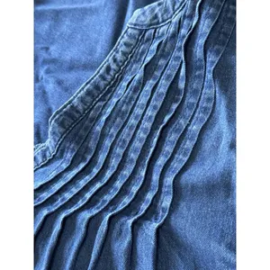 Old Navy Women Medium Dress‎ Blue Chambray Long Sleeve Loose Western Country thumbnail 6