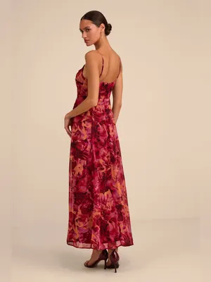 Lulus Beautiful Soul Burgundy Floral Print Twist-Front Maxi Dress Size Large thumbnail 2