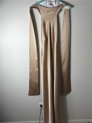 Show Me Your Mumu Lisa Maxi Dress Champagne Satin L thumbnail 3