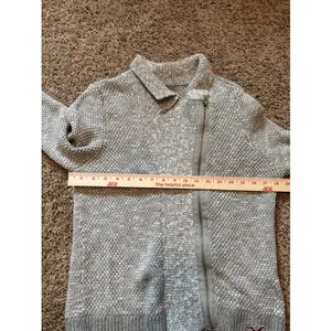 Hollister Jacket Women's Large Gray Knit Asymmetrical Zip Sweater Moto Style‎ thumbnail 6