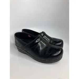 Sanita Clogs Women 41 Black Good Patent Leather Professional Slip On Comfort thumbnail 3