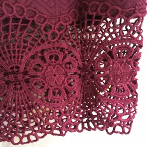 FREE PEOPLE Storyteller Crochet Lace Trim Quilted Pencil Skirt Burgundy Size XS thumbnail 5