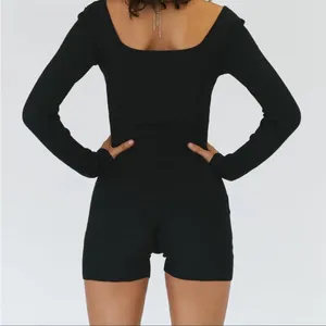 Princess Polly Black Ribbed Long Sleeve Jaden Romper Size Small/Medium thumbnail 2