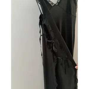 Vintage Miss Selfridge Sheer Slip Dress Black Lace Cut Out Side Nightgown thumbnail 5