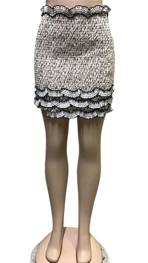 Elliatt Muse Cream Cheetah Animal Print Ruffled Bodycon Mini Skirt Womens Medium thumbnail 1