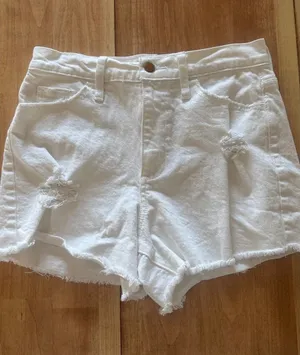 Universal Threads White Highest Rise Shortie Denim Shorts Distressed Size 6R thumbnail 1