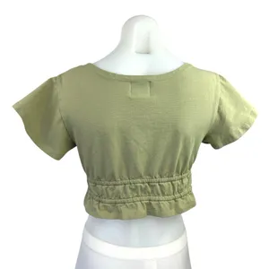 Princess Polly Green Short Sleeve Tie Waist Peplum Cardian Blouse Crop Top Sz 2 thumbnail 2