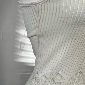 Anthropologie Easel boho ivory ribbed knit crochet floral lace mini dress small thumbnail 11