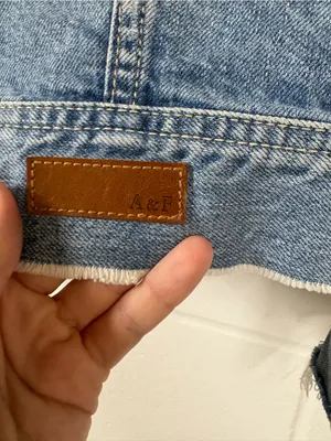 Abercrombie & Fitch Light Wash Patchwork Denim Jacket thumbnail 6