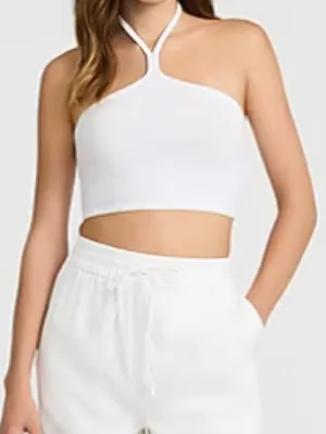 NWT Express Fitted Ribbed Halter Cropped Tank thumbnail 1