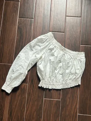 Free People One-Shoulder White Smocked Waist Top size Small thumbnail 2