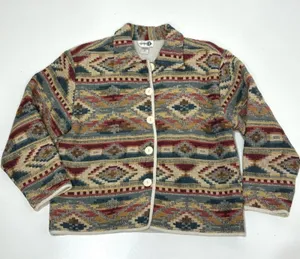 Vintage PHD Woven Blanket Tapestry Button Down Jacket Southwestern M thumbnail 1