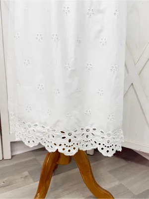 Old Navy White Eyelet Fit Flare‎ Midi Dress Small Sundress Cottagecore Cotton thumbnail 8