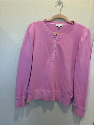 Evereve‎ Pink Button-Front Henley Sweatshirt Size M thumbnail 4