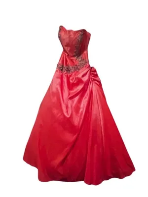 Riva Designs Strapless Beaded Coral Prom Gown NWT Size 6 thumbnail 3