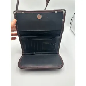 Western Woven Heart Concho Crossbody Wallet Bag Brown Black Ornate Corners thumbnail 2