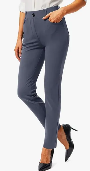 NEW Yoga Dress Pants Pockets Stretch Career Leggings Easy Hem Skinny M thumbnail 1