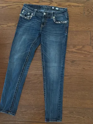 Miss Me Signature Skinny Beaded Sequin Embroidered Jeans Size 29 Y2K thumbnail 3